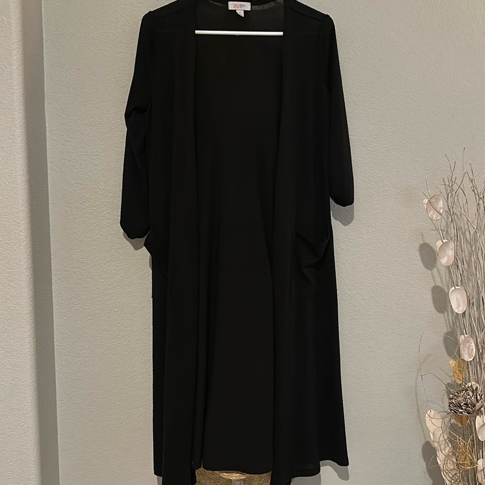 LulaRoe black Sarah Duster open cardigan